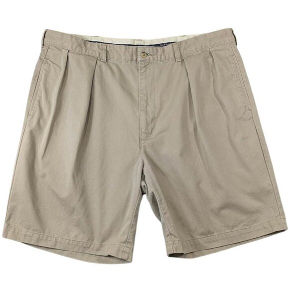 Polo Ralph Lauren Chino Shorts Mens 40 Khaki Beige Pleated High Rise Pockets - Picture 1 of 13